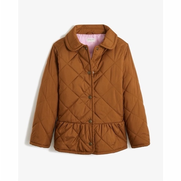 Crewcuts Other - Crewcuts Quilted Peplum Brown Barn Jacket, size L